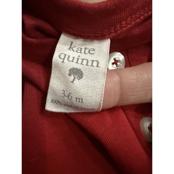 Kate Quinn Red Bubble Jumper Sz 3-6 Months 100% Cotton Button Romper Long Sleeve - Picture 2 of 2